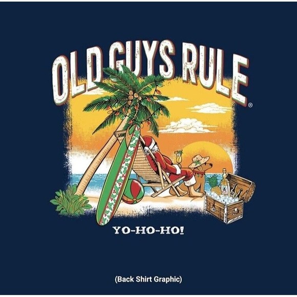 Old Guys Rule T Shirt for Men ~ Yo-Ho-Ho ~ Med. Navy ~ Dads Holidays Shirt ~ New - Picture 6 of 14